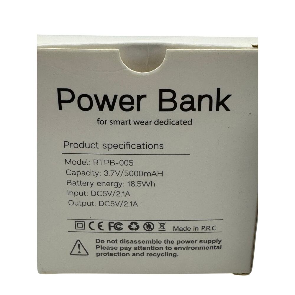 GENOVEGA RTPB-005 Power Bank Smart Wearables Capacity 3.7V/5000mAh Energy 18.5Wh